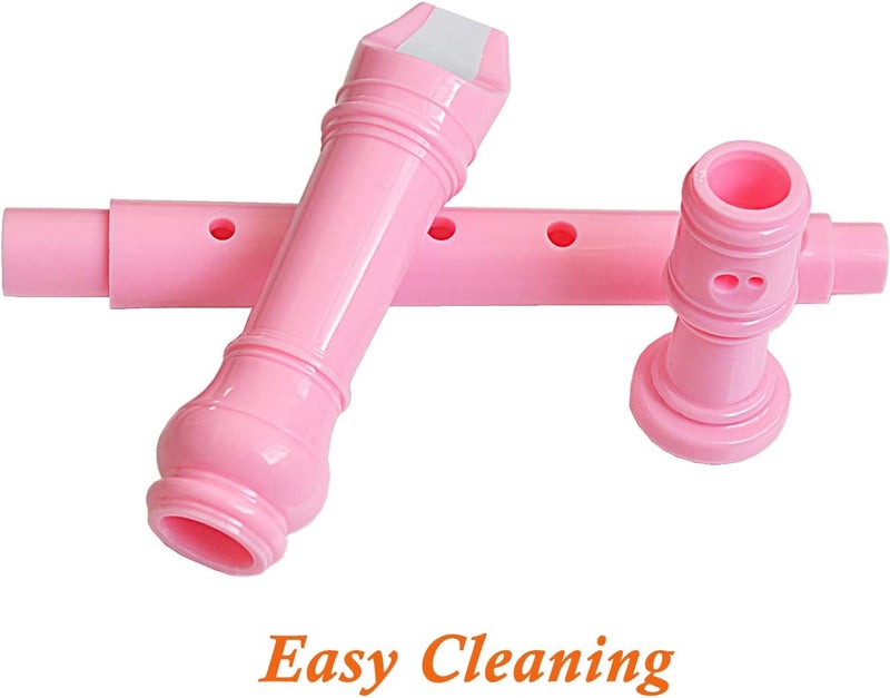 Farcaya 2-Piece Soprano Recorder Instrument for Beginners German Style C Key 8 Hole Descant with Clean Rods 2 Storage Cases (Pink+Light Blue) - Image 2